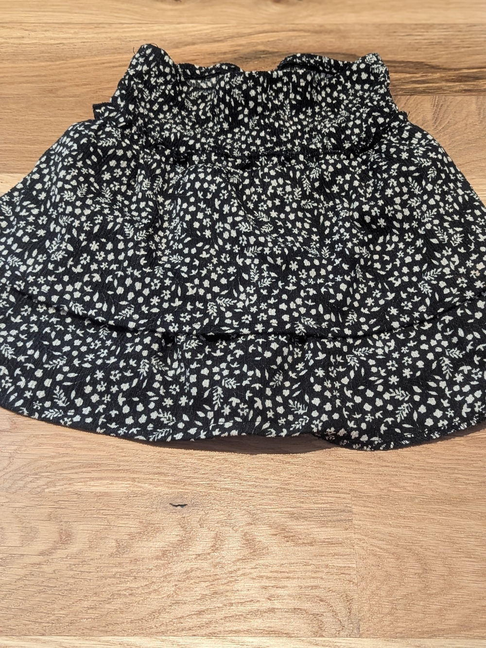 Zara Girls Black Floral Smocked Waist Skort